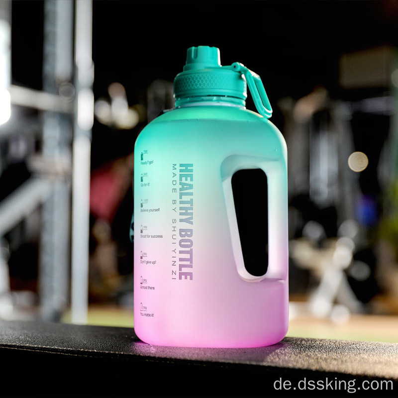 Fashion Fitness Sport Wasserflasche Gradient großer Kapazität Kessel Stroh tragbarer Griff Plastik Space Cup