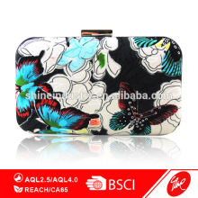 Butterfly Flower Print Accented Evening Bag