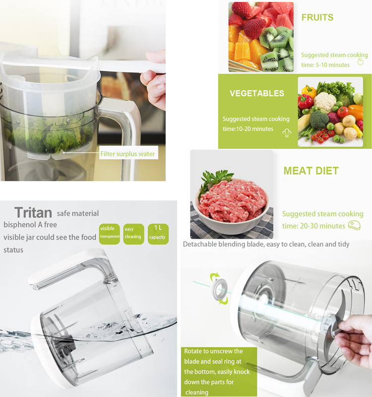 Quiet Working Baby Food Processor Blender Baby Mixer With Steamers