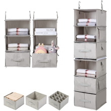 Wardrobe Clothes Organizer: 6 Shelves Hanging Storage with Drawers