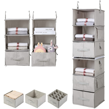 Wardrobe Clothes Organizer: 6 Shelves Hanging Storage with Drawers