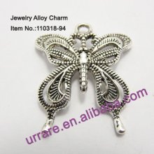 Antic Silver Butterfly Shape Jewelry Alloy Charm
