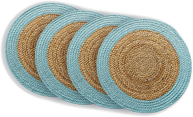 Factory Modern Jute & Cotton Washable Braided Placemats For Dining Table Heat Resistant Tablemats