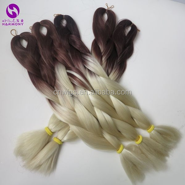 24" 100g/pc Coffee Brown Blonde Henlon Fiber Ombre Two Tone Colored Jumbo Braid Synthetic Box Crochet Ombre Braiding Hair