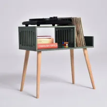 High-Quality Wooden Mid-Century Modern Record Display and Storage Cabinet for Vinyl Records and Record Players