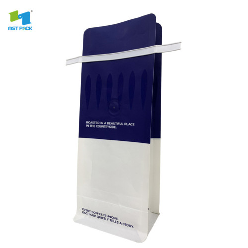 250g matt biodegradable block bottom coffee bag with degassing valve