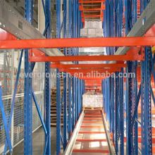 Radio shuttle rack system for dense storage racking use