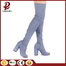 denim fabric sexy over the knee boots