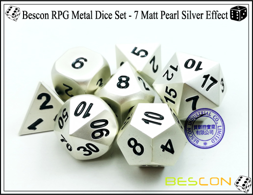Bescon RPG Metall Würfel Set - 7 Matt Perle Silber Effekt-5 Bescon RPG Metal Dice Set - 7 Matt Pearl Silver Effect-5