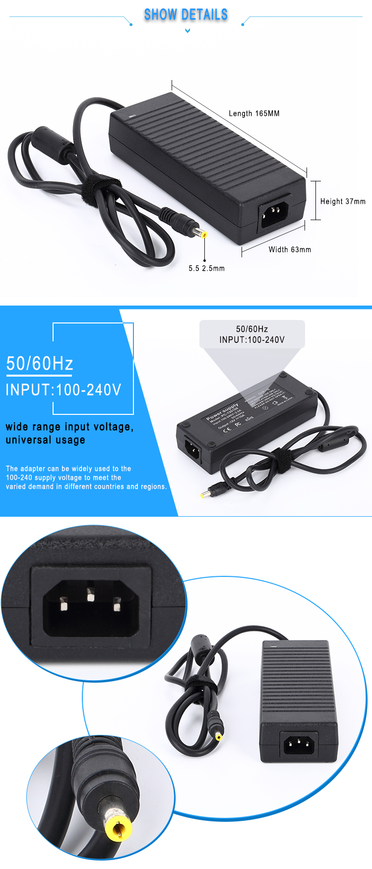 laptop ac dc power adapter 18.5v 6.5a