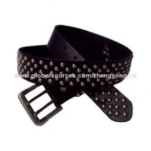 Studded Buffalo Cowhide Leather Belt