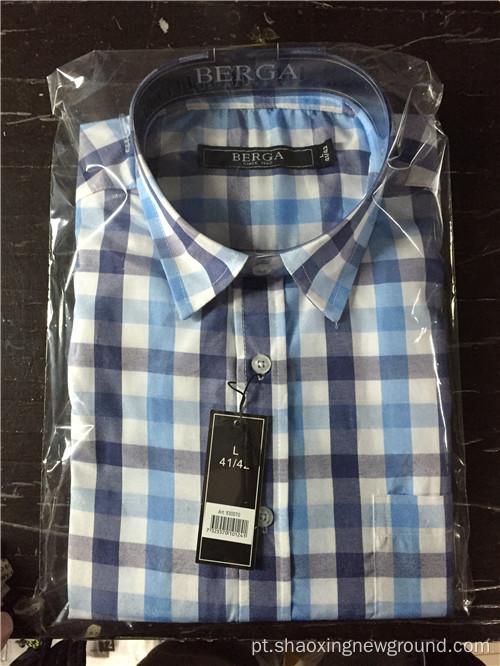Camisa xadrez de algodão de alta qualidade para homens