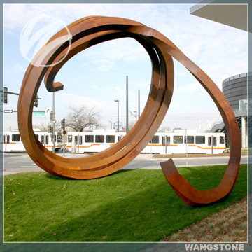 Typical Style Round Shape Corten Steel Sculpture For Scenery Decoration