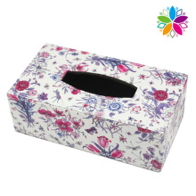 Fashion Rectangle Flower Design Leather Tissue Box (ZJH081)