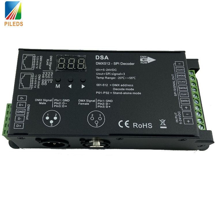 DMX TO SPI decoder LED DMX DECODER dmx512 controller LED Controller for WS2811,WS2812B,TM1804,TM1809,TM1812 led pixel strips