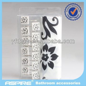 polyester shower curtain&resin hooks