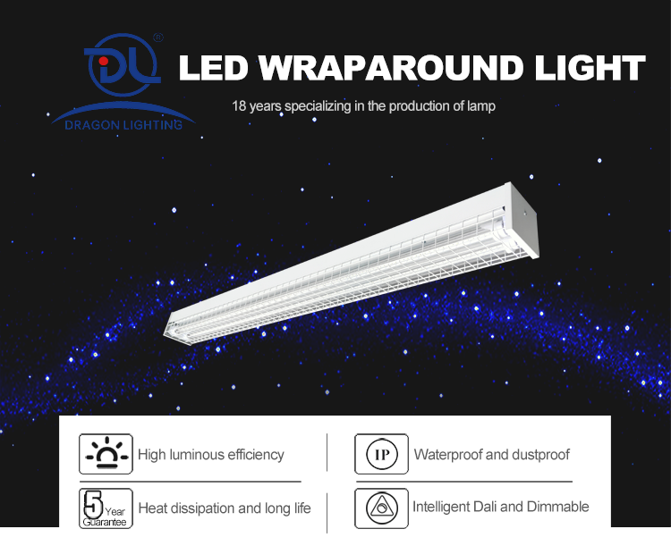 30W Suspended LED Tube Type Wraparound Wireguard Ceiling Light LED Linear Light Supermarket School Office