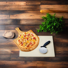 Hot Selling Pizza Tool Set Includes Pizza Cutter Stone and Bamboo Pizza Shovel