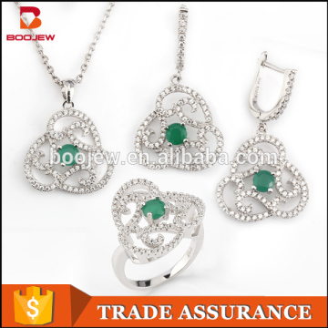 New Model Women Jewelry Necklace Earring Ring Set CZ Stone Indian Wedding Royal Bridal Jewellery Sets
