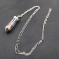 Colgante de piedra curativa Chip 7 Chakra Pendulum Pendant Crystal Necklace con 80cm Cadena Wish Necklace Necklace Dowsing Amulet