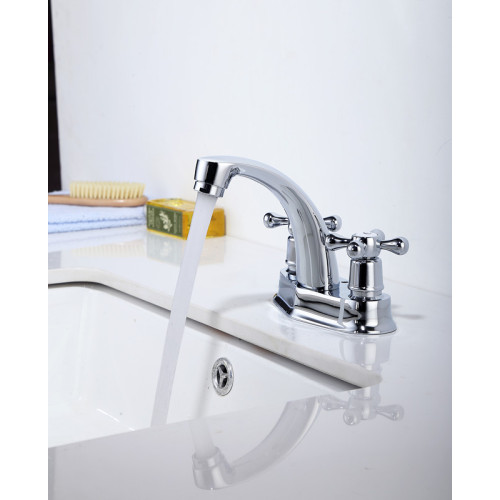 Classic Silver Chrome Finish Dual Handle Basin Faucet