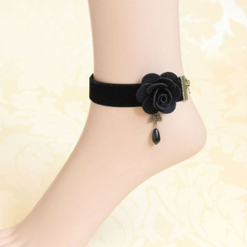 MYLOVE fabric anklets rose anklets black MLFL52