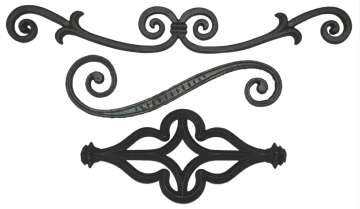 Ornamental wrought iron stair railing baluster