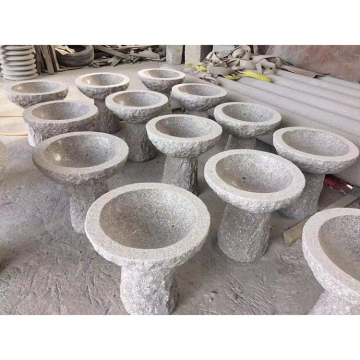 Granite Stone Bird Bath Water Pot for Plants and Flowers
