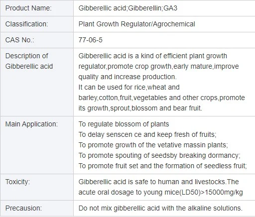 Water Soluble Plant Growth Regulator Gibberellic Acid Tablet, 10%, 20% Tb Ga3