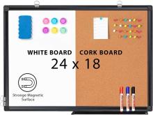 Combination 45x60cm Magnetic Whiteboard & Cork Message Board