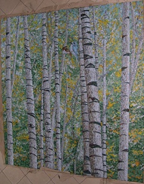 도매 벽 예술 숲 패턴 유리 모자이크 벽화