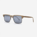 Rectangle Acetate And Metal Combined Men's Sunglasses 23A8061