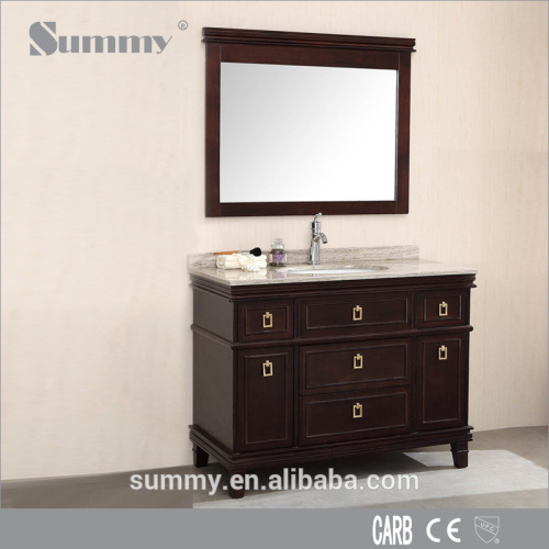 Elegant Solid Wood Bathroom Vanity Cabinet With Marble Countertop