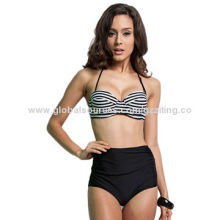 High-waist Swimsuit, Underwire Top Design in Black and White Colors