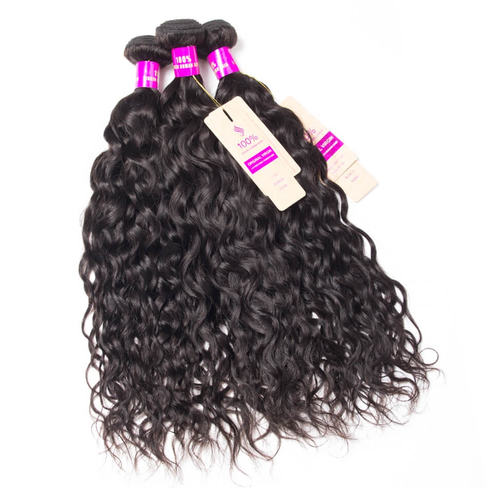 Hair bundles water wave 10A 12A hair weft vendor lace frontal deep wave wig body straight hair closure