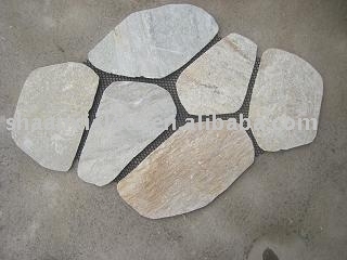 Oyster paving stone tile on mesh