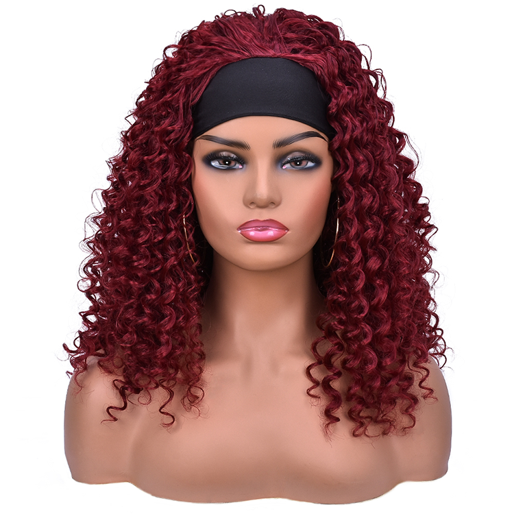 African American Women curly white women kinky africn coily top quality body wave large wig wigs  headband for black women