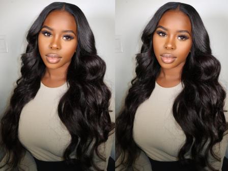 Body Wave 13x6 Lace Front Wig Natural Black Human Hair Pre Plucked Glueless Wigs For Women 14-30 Inch