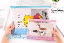zipper file bag PVC bag transparent frosted seal paper pencil case, PVC Document File Bags Small Things Keeper
