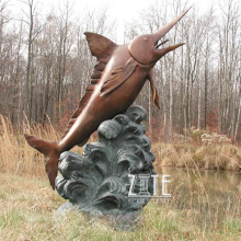 Outdoor metal brass fish sculpture bronze swordfish statue
