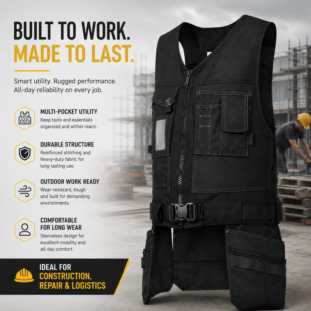 Регулируемый хлопковый сверхмощный универсальный рабочий жилет Adjustable Cotton Heavy Duty Multi Work Vest