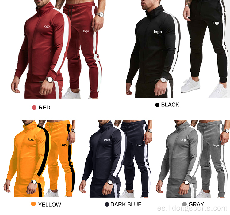 Mens Jogger SweatSuit Zip Sportswear Men Sport Trait