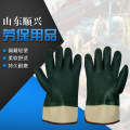 Guantes con acabado de arena verde con Jersey Liner