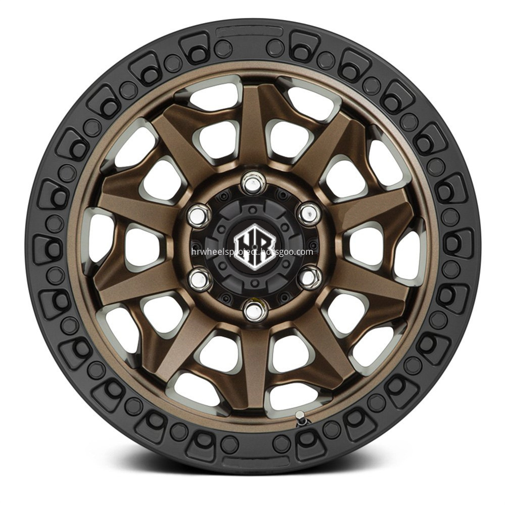 Hrw Off Road Wheels Hr003 Bronze Black Lip Front