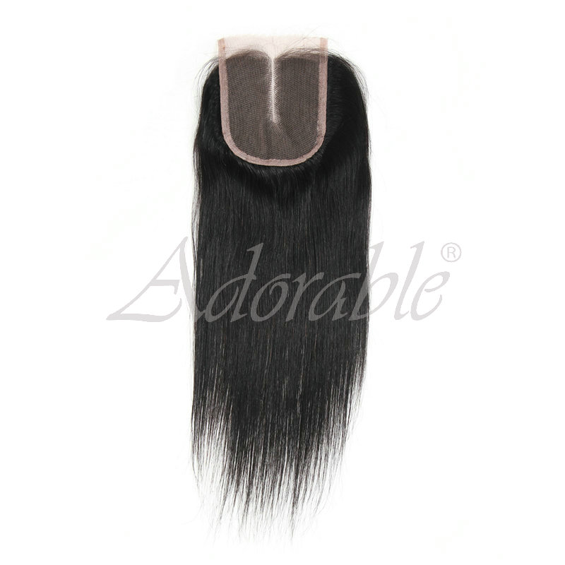 Factory Price Hot Sale brazilian silk straight hair virgin human hair weaving with lace closure STW 4*4