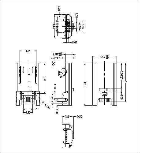 MUMM03-XLXXX Micro USB 4P Plug SMT Type, MUMM03-XLXXX Micro USB 4P Plug SMT Type,
