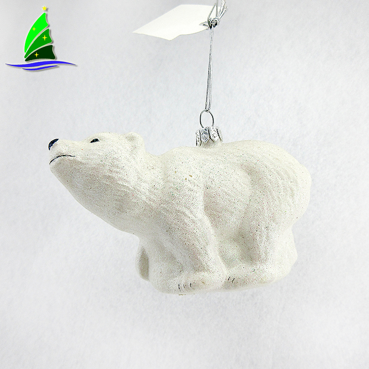 Hot Sale Factory Direct Price Hanging Polar Bear Glass Ornaments Xmas Glass Ornament Decorations