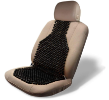 Premium Quality Black Wood Beaded Car Seat Cushion with Double Strung Massage