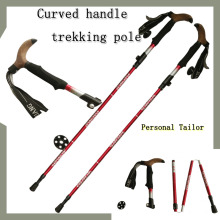 Curved Handle folding Walking Stick , Adjustable Hiking Sticks