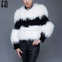 Factory direct wholsale fashion lady's fox sheared lamb fur jacket